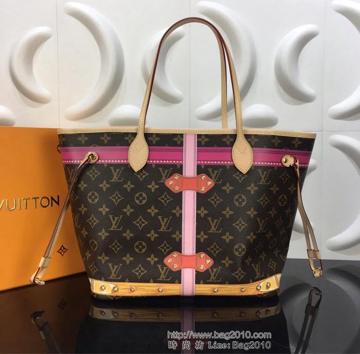 路易威登LV 頂級原單 M41390 Damier Azur印花塗層帆布配皮革 Neverfull中號手袋 休閒手提包 多功能手袋  YDH2462